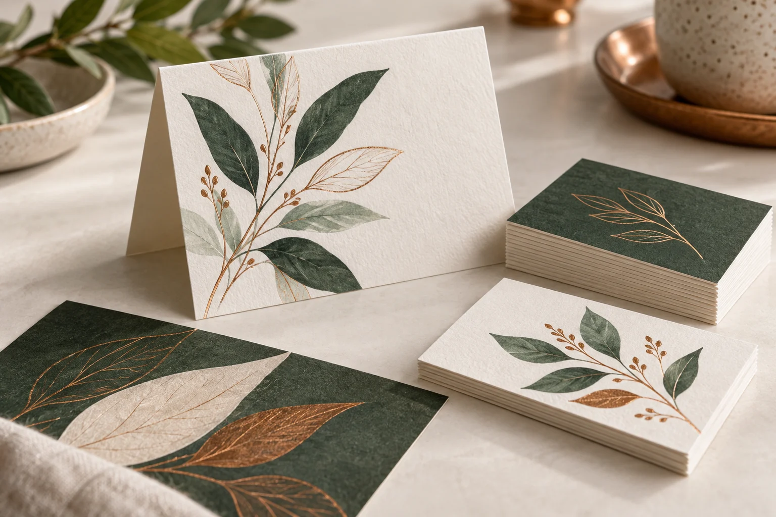 Custom printed cards and paper samples