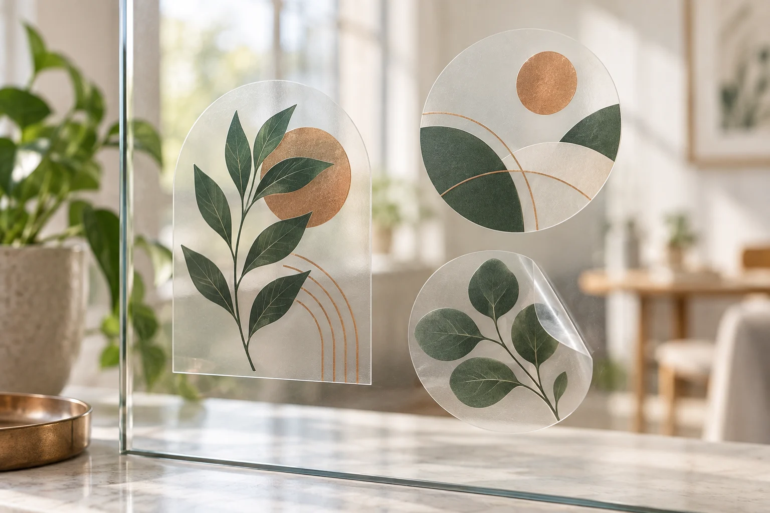 Removable static cling decals on glass